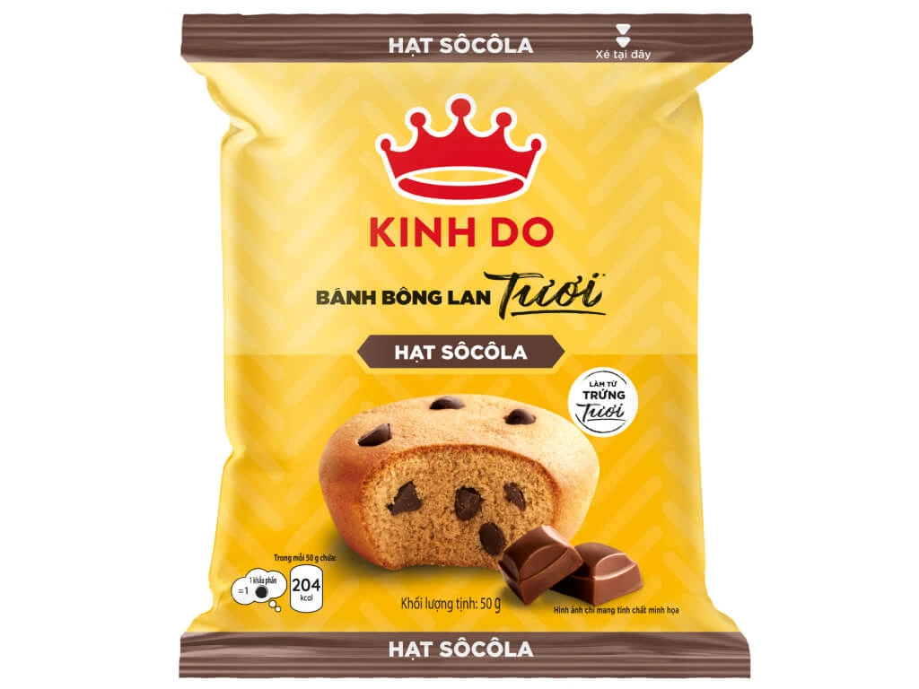 Bánh bông lan tươi hạt socola Kinh Đô gói 50g